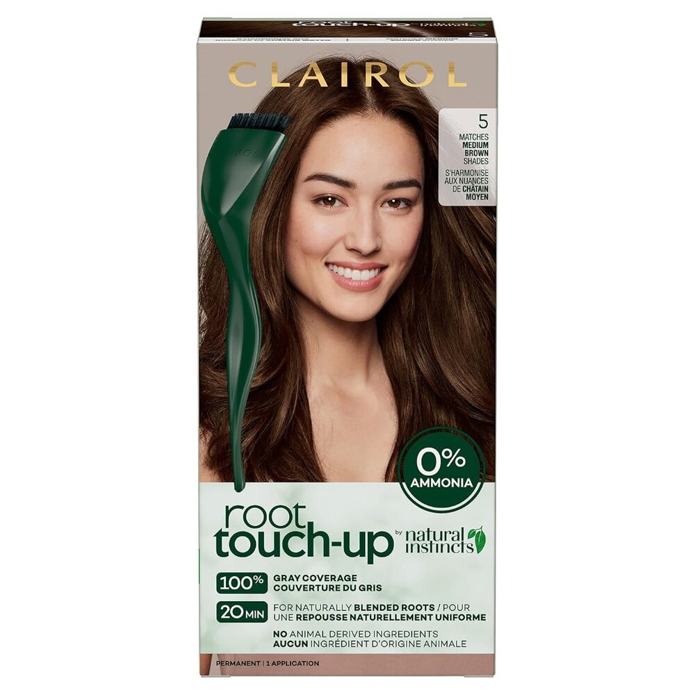 Clairol Root Touch-Up by Natural Instincts Permanent Hair Dye, 5 Medium Brown